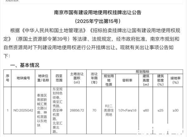 配资专家门户 南京南部新城再推低密宅地！挂牌起始价11.62亿元，7月30日竞拍