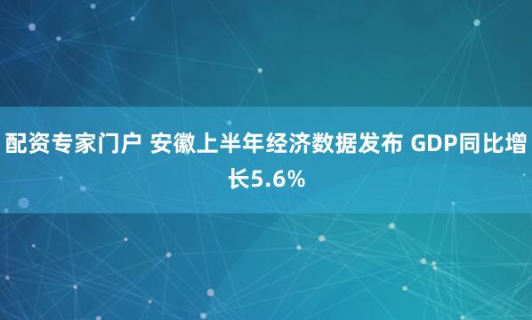 配资专家门户 安徽上半年经济数据发布 GDP同比增长5.6%