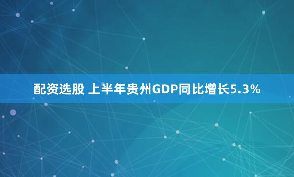 配资选股 上半年贵州GDP同比增长5.3%